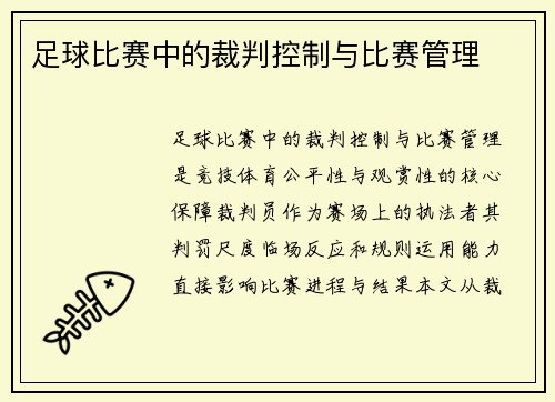 足球比赛中的裁判控制与比赛管理